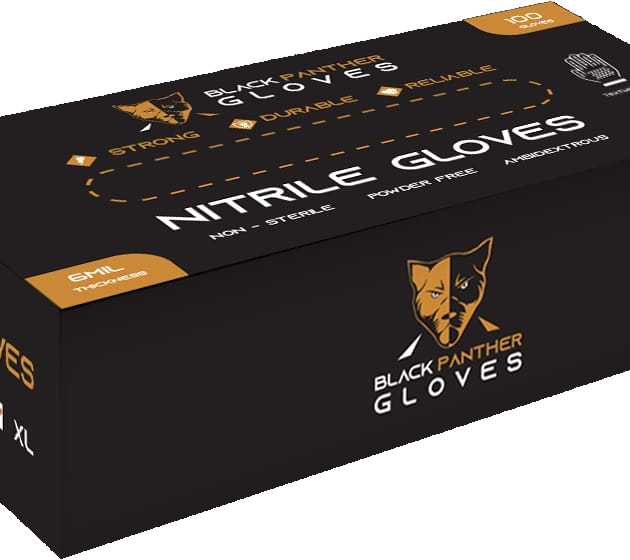 Black Panther Nitrile black Gloves 6MIL