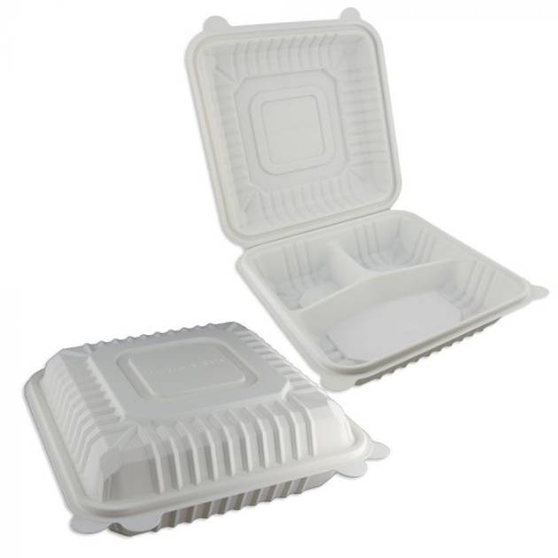 SLPP-903  3 comp. hinged lid container microwave safe MFPP (150pcs)